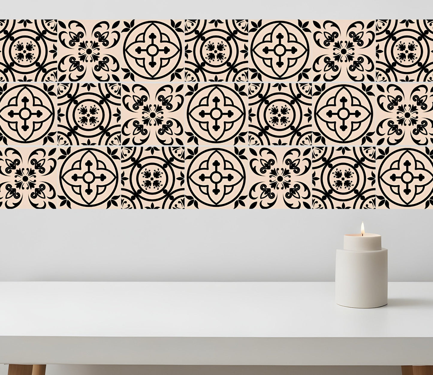 4" X 4" Cream And Black Mosaic Peel And Stick Removable Tiles HomeRoots