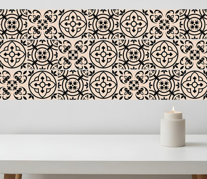 4" X 4" Cream And Black Mosaic Peel And Stick Removable Tiles HomeRoots