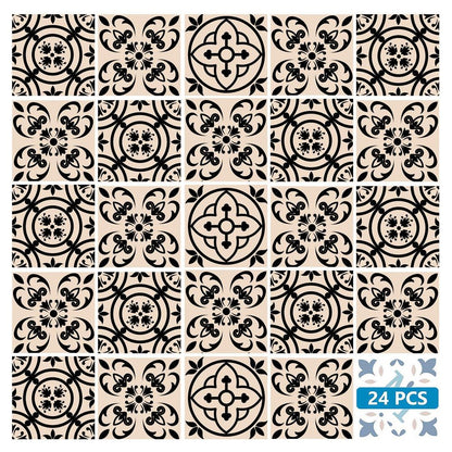 4" X 4" Cream And Black Mosaic Peel And Stick Removable Tiles HomeRoots