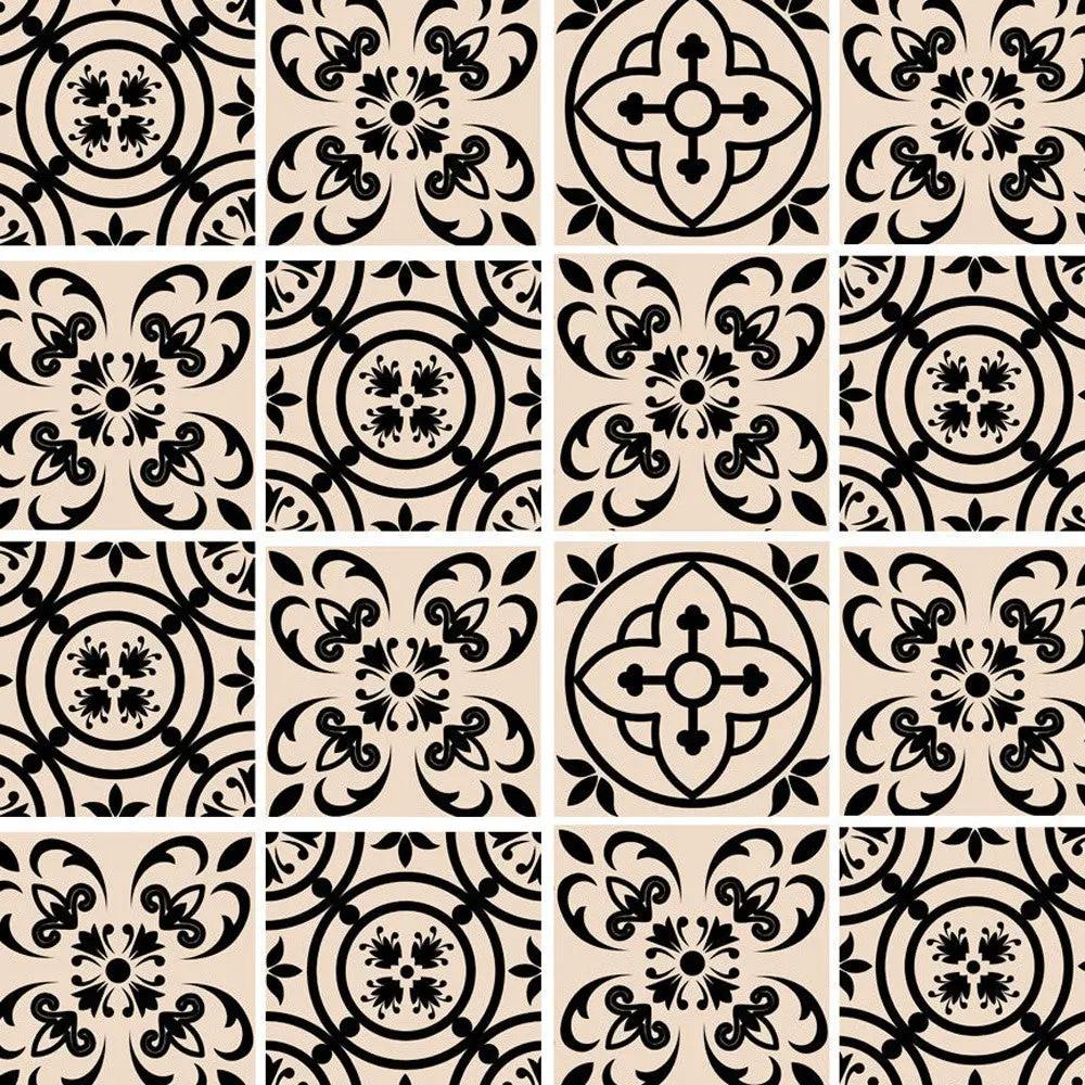 4" X 4" Cream And Black Mosaic Peel And Stick Removable Tiles HomeRoots