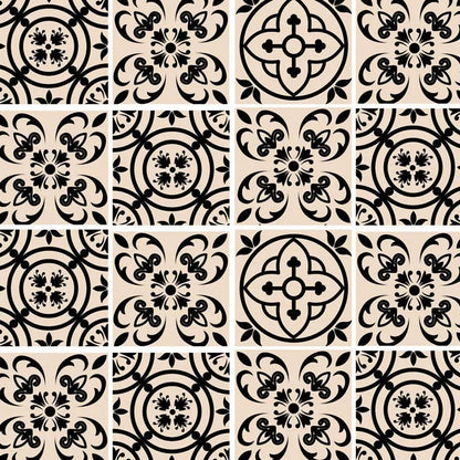 4" X 4" Cream And Black Mosaic Peel And Stick Removable Tiles HomeRoots