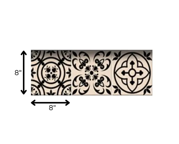 4" X 4" Cream And Black Mosaic Peel And Stick Removable Tiles HomeRoots