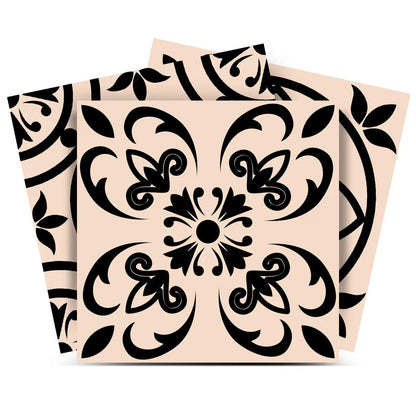 4" X 4" Cream And Black Mosaic Peel And Stick Removable Tiles HomeRoots