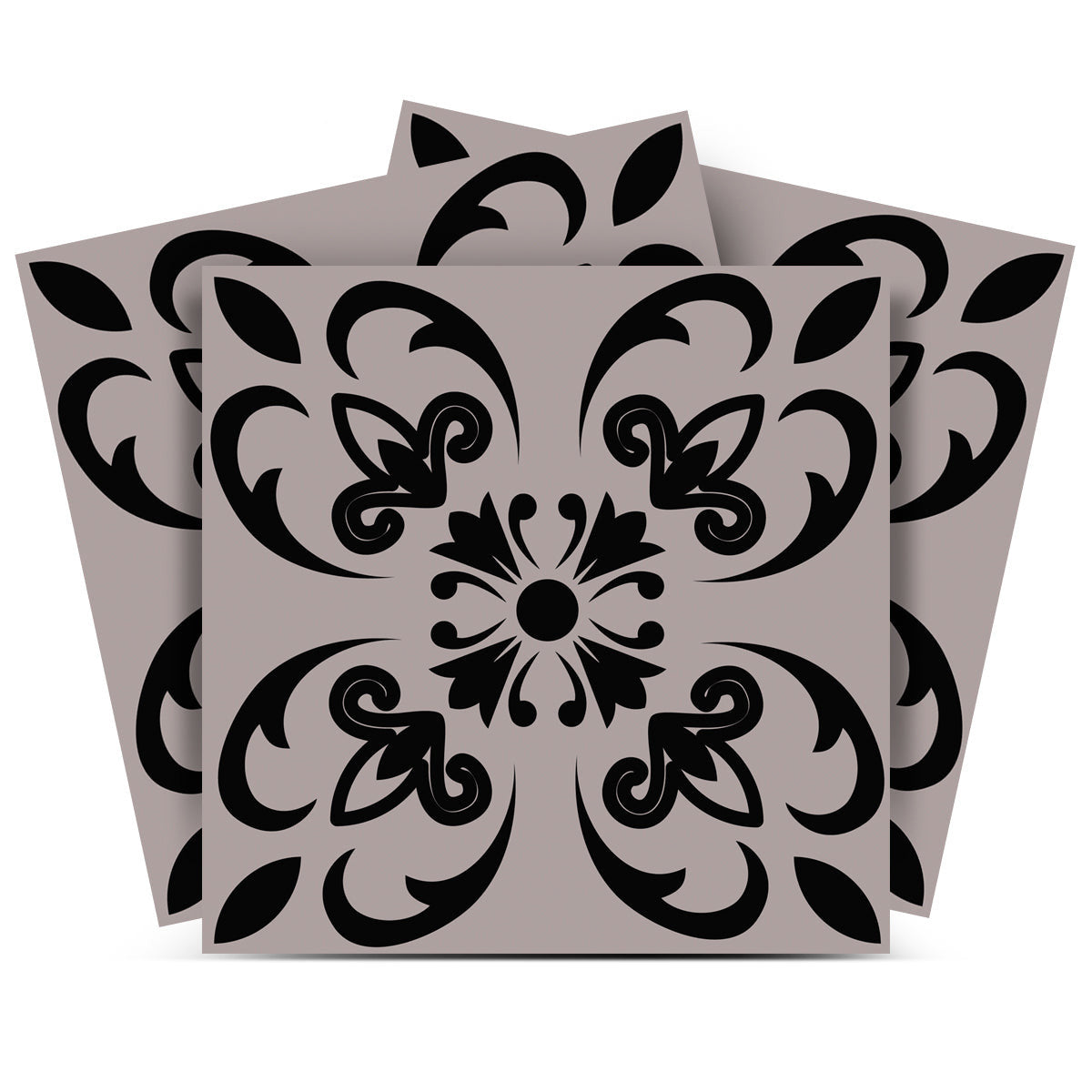 7" X 7" Black And White Orchid Peel And Stick Removable Tiles