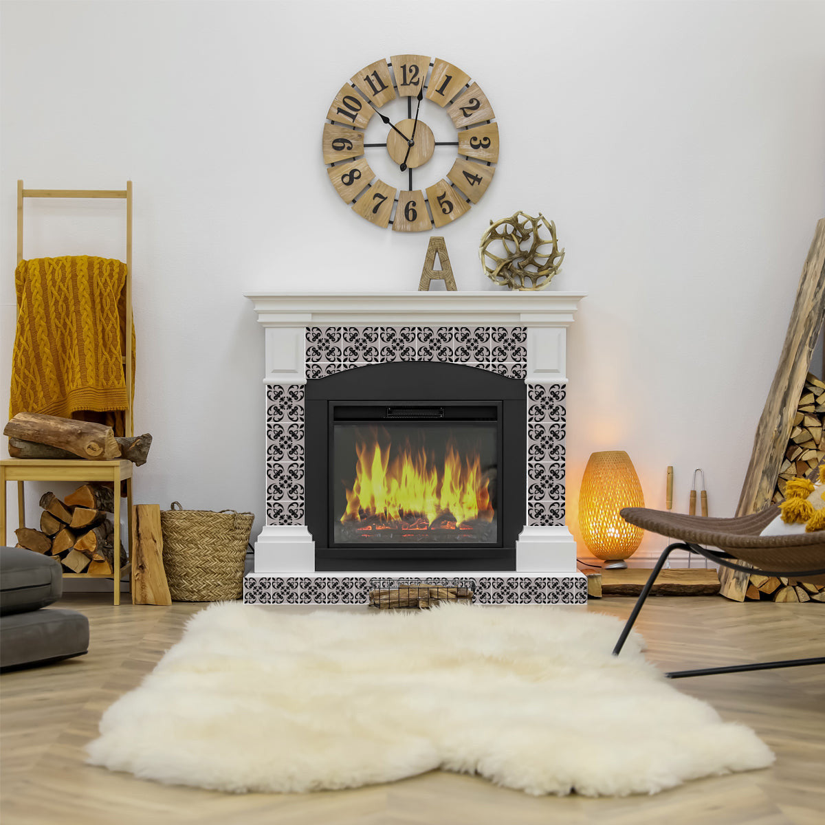 4" X 4" Black And White Orchid Peel And Stick Removable Tiles HomeRoots