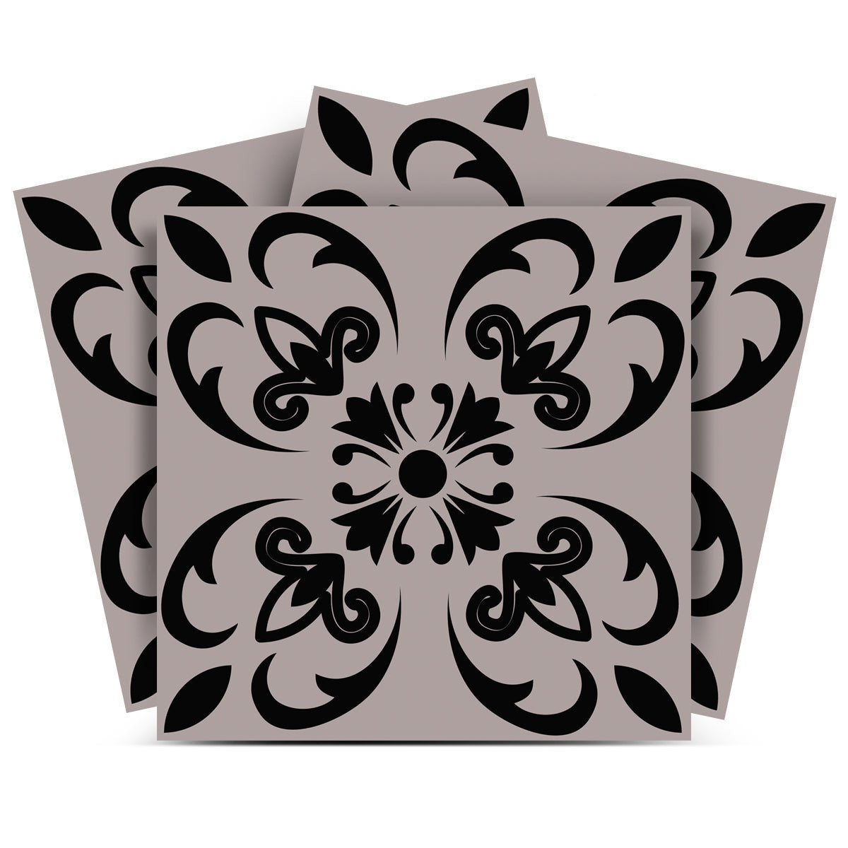 7" X 7" Black And White Orchid Peel And Stick Removable Tiles