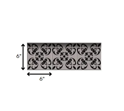 4" X 4" Black And White Orchid Peel And Stick Removable Tiles HomeRoots