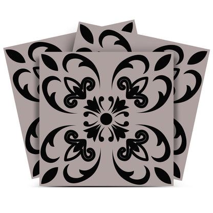 4" X 4" Black And White Orchid Peel And Stick Removable Tiles HomeRoots