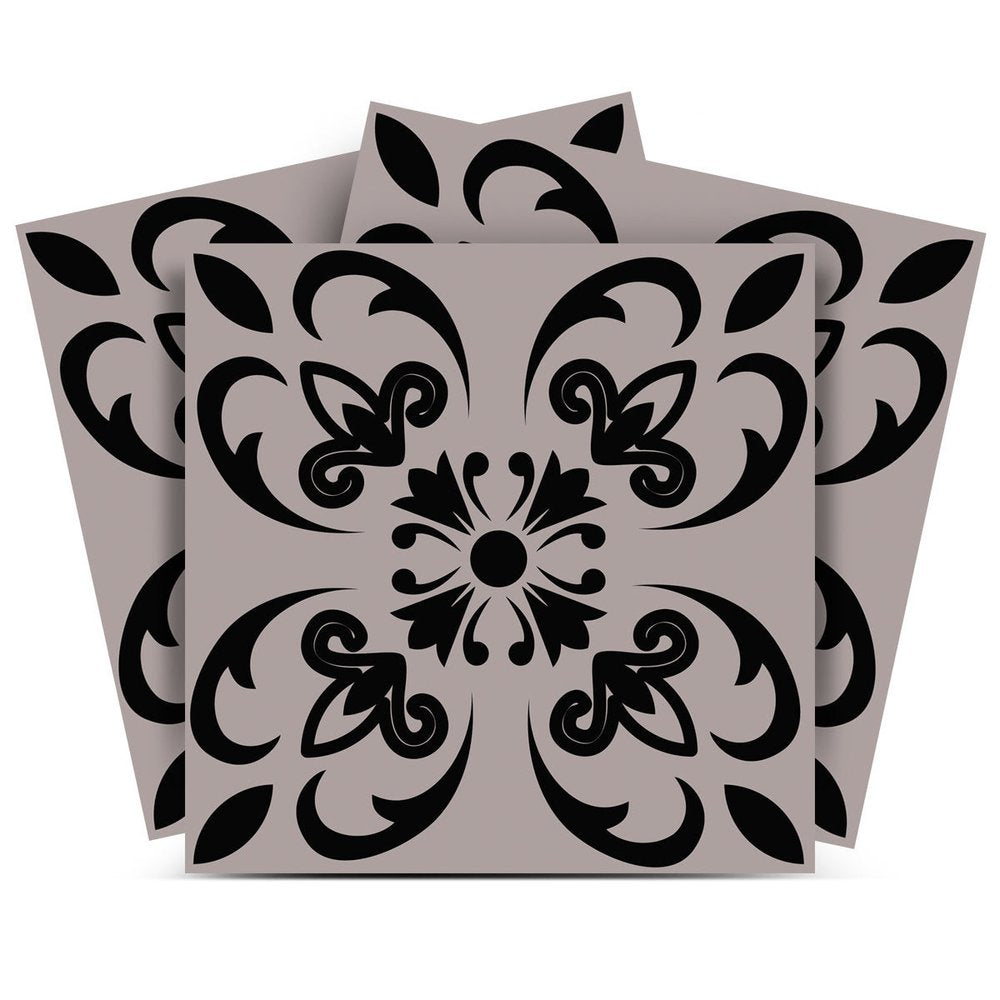 4" X 4" Black And White Orchid Peel And Stick Removable Tiles HomeRoots