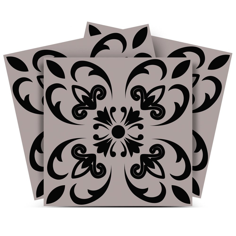 4" X 4" Black And White Orchid Peel And Stick Removable Tiles HomeRoots