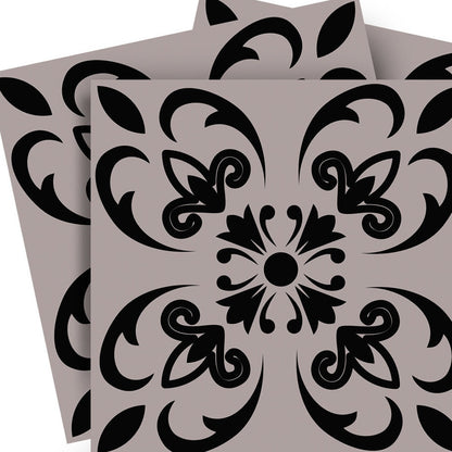 7" X 7" Black And White Orchid Peel And Stick Removable Tiles