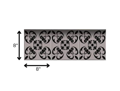 4" X 4" Black And White Orchid Peel And Stick Removable Tiles HomeRoots