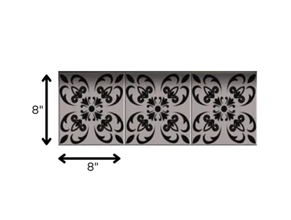 4" X 4" Black And White Orchid Peel And Stick Removable Tiles HomeRoots