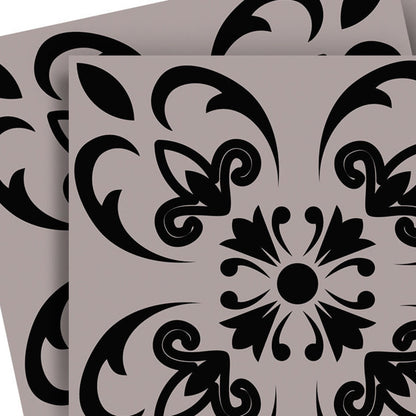 7" X 7" Black And White Orchid Peel And Stick Removable Tiles