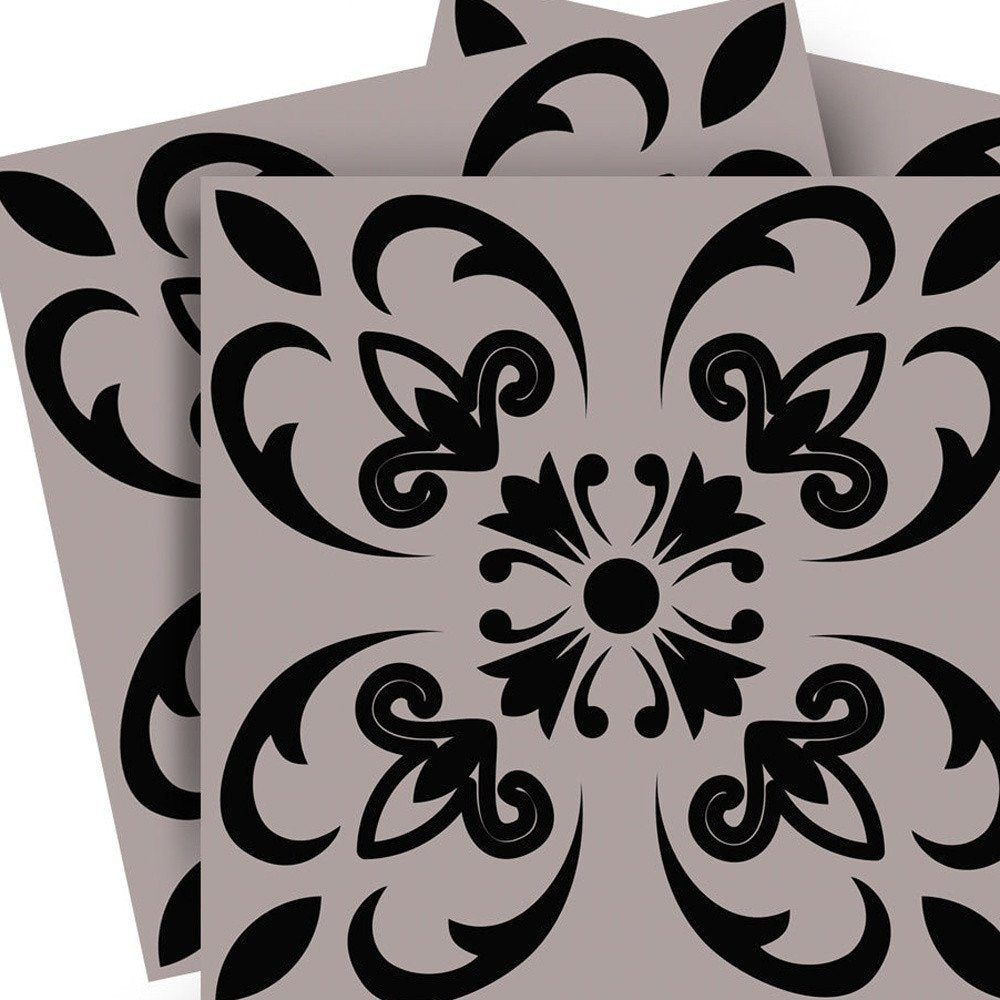 4" X 4" Black And White Orchid Peel And Stick Removable Tiles HomeRoots