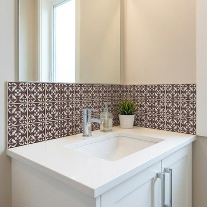 7" x 7" Brown And White Peel And Stick Removable Tiles HomeRoots