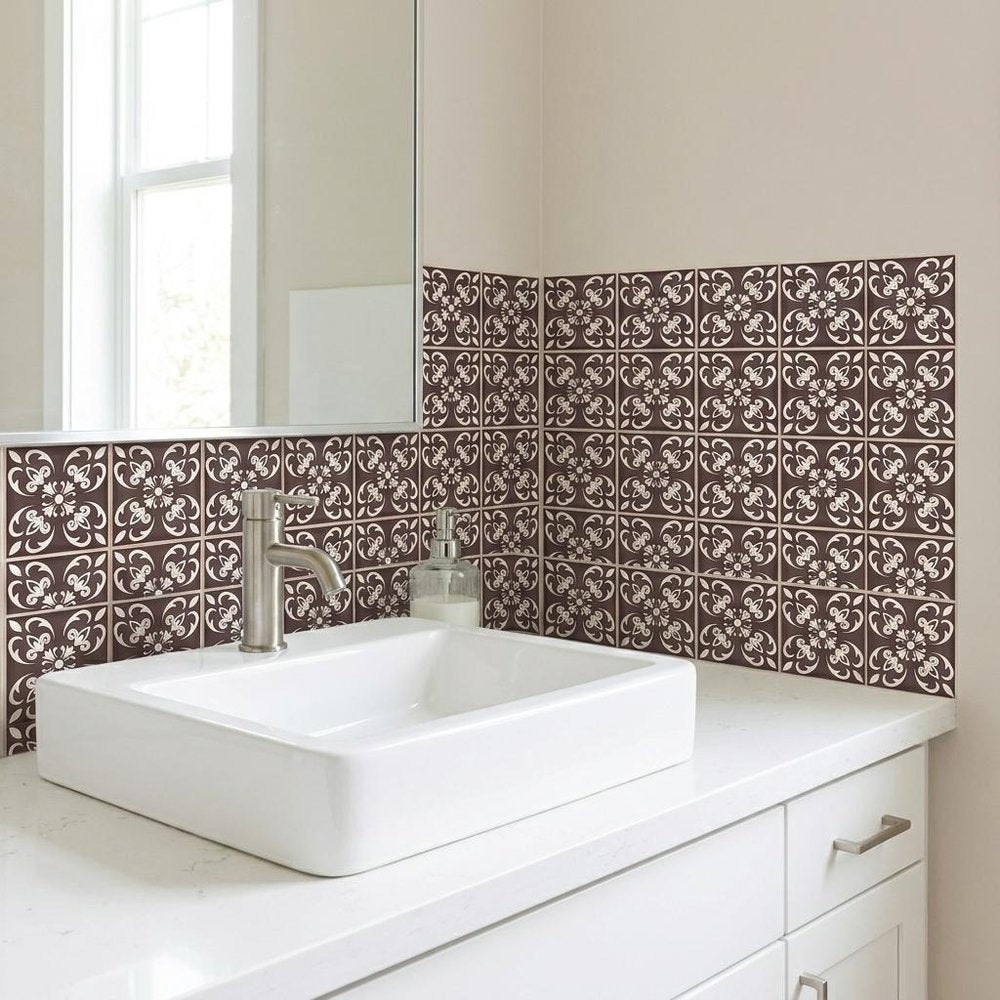 7" x 7" Brown And White Peel And Stick Removable Tiles HomeRoots