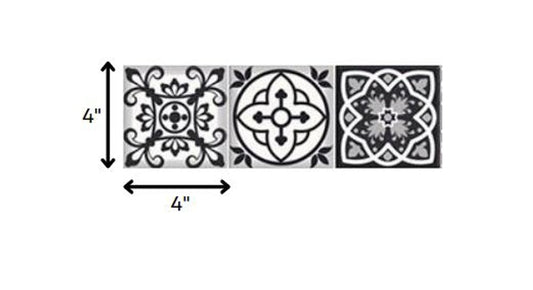 4" X 4" Black White And Tan Peel And Stick Removable Tiles HomeRoots