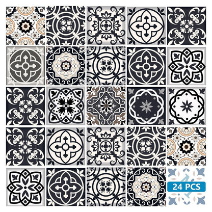 4" X 4" Black White And Tan Peel And Stick Removable Tiles HomeRoots