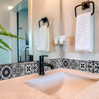 4" X 4" Black White And Tan Peel And Stick Removable Tiles HomeRoots