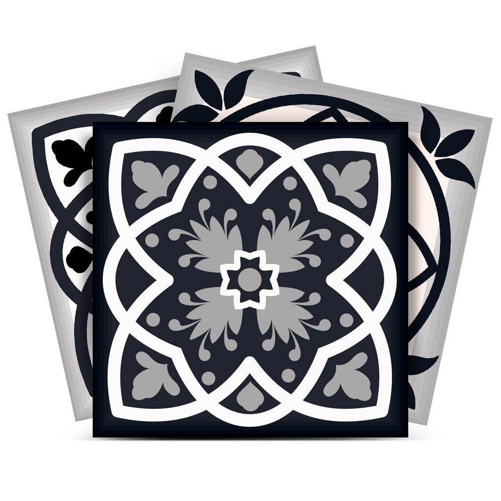 4" X 4" Black White And Tan Peel And Stick Removable Tiles HomeRoots