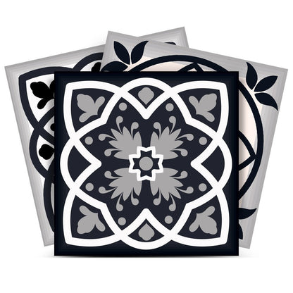 4" X 4" Black White And Tan Peel And Stick Removable Tiles HomeRoots