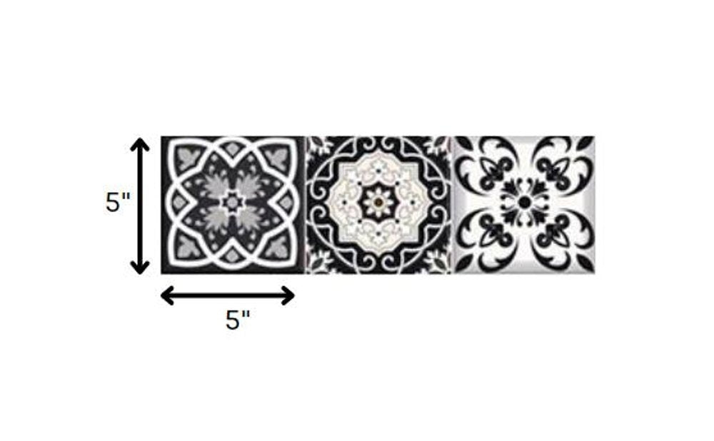 4" X 4" Black White And Tan Peel And Stick Removable Tiles HomeRoots
