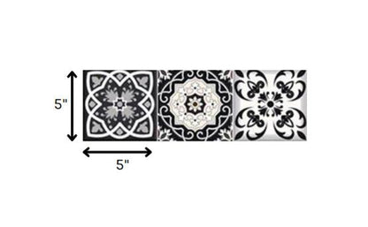 4" X 4" Black White And Tan Peel And Stick Removable Tiles HomeRoots
