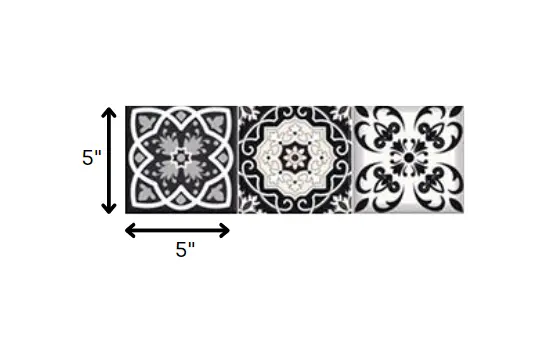 4" X 4" Black White And Tan Peel And Stick Removable Tiles HomeRoots