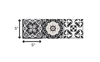 4" X 4" Black White And Tan Peel And Stick Removable Tiles HomeRoots