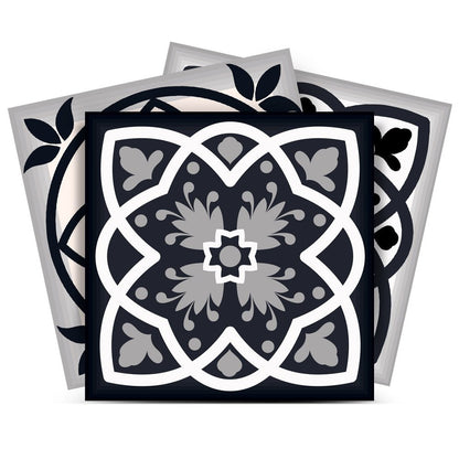 4" X 4" Black White And Tan Peel And Stick Removable Tiles HomeRoots