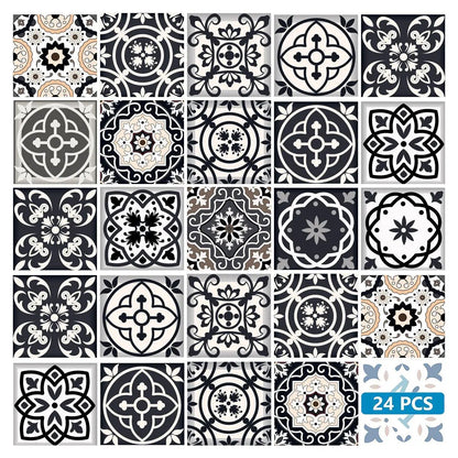 4" X 4" Black White And Tan Peel And Stick Removable Tiles HomeRoots