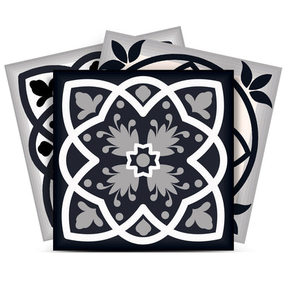 4" X 4" Black White And Tan Peel And Stick Removable Tiles HomeRoots