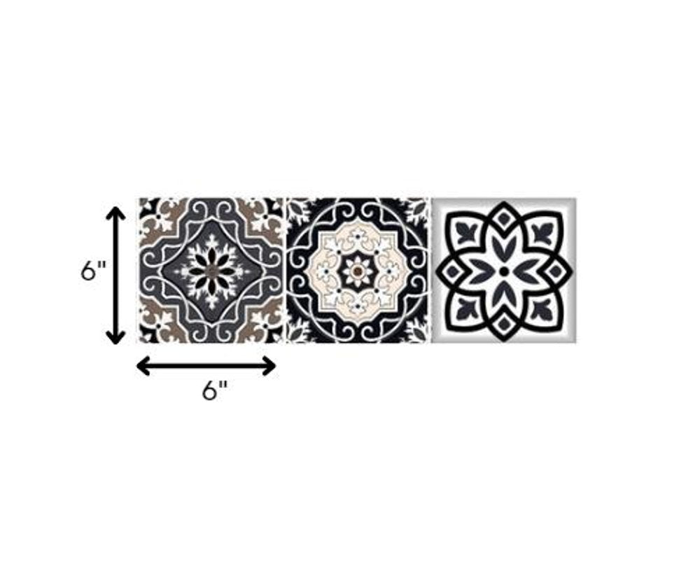 4" X 4" Black White And Tan Peel And Stick Removable Tiles HomeRoots