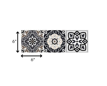 4" X 4" Black White And Tan Peel And Stick Removable Tiles HomeRoots