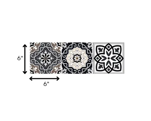 4" X 4" Black White And Tan Peel And Stick Removable Tiles HomeRoots