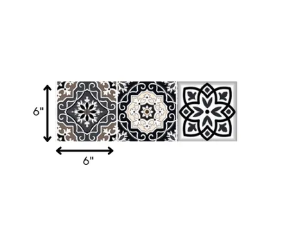 4" X 4" Black White And Tan Peel And Stick Removable Tiles HomeRoots
