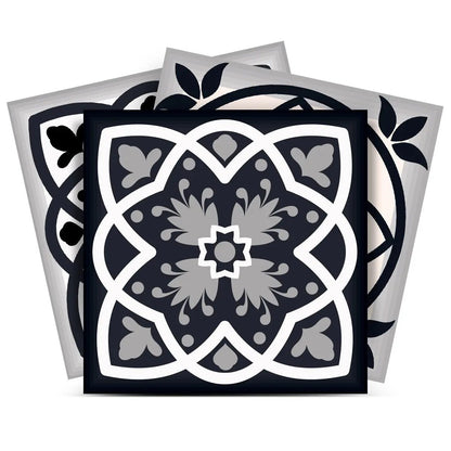 4" X 4" Black White And Tan Peel And Stick Removable Tiles HomeRoots