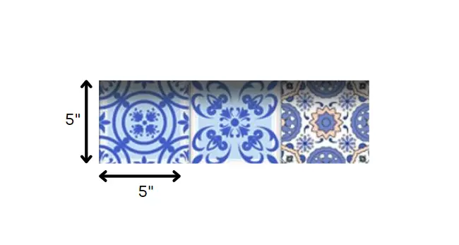 5" X 5" Dark And Light Blue Mosaic Peel And Stick Removable Tiles HomeRoots