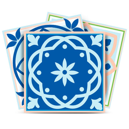 5" X 5" Dark And Light Blue Mosaic Peel And Stick Removable Tiles HomeRoots