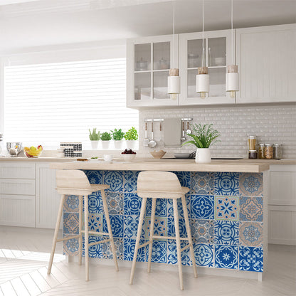 5" X 5" Dark And Light Blue Mosaic Peel And Stick Removable Tiles HomeRoots