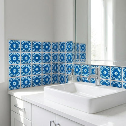5" X 5" Dark And Light Blue Mosaic Peel And Stick Removable Tiles HomeRoots
