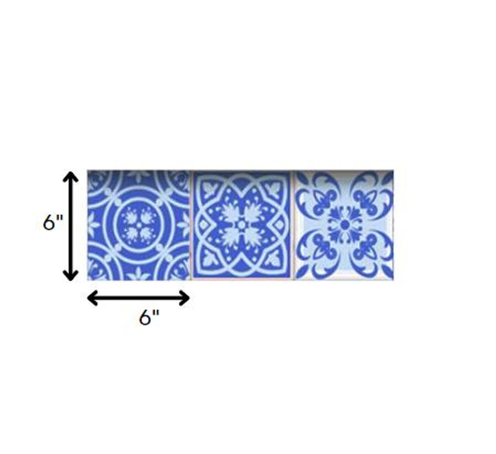 4" X 4" Dark And Light Blue Mosaic Peel And Stick Removable Tiles HomeRoots