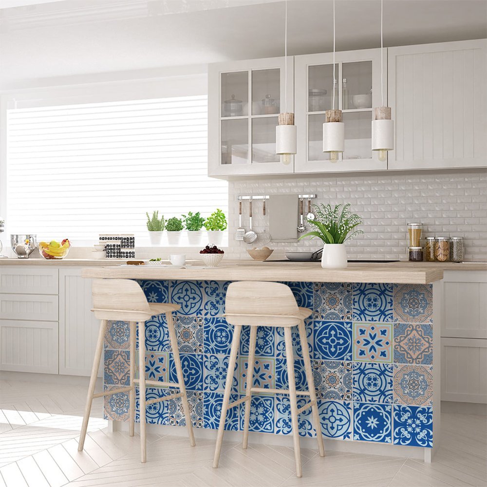 5" X 5" Dark And Light Blue Mosaic Peel And Stick Removable Tiles HomeRoots