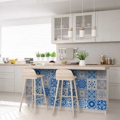 5" X 5" Dark And Light Blue Mosaic Peel And Stick Removable Tiles HomeRoots