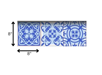 4" X 4" Dark And Light Blue Mosaic Peel And Stick Removable Tiles