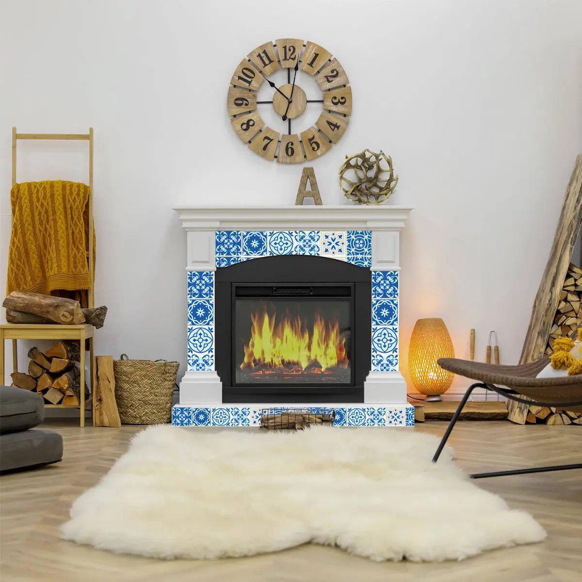 5" X 5" Dark And Light Blue Mosaic Peel And Stick Removable Tiles HomeRoots