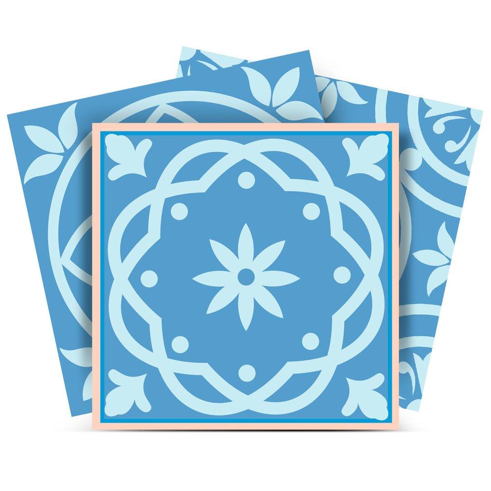 7" x 7" Light Blue Vinyl Peel And Stick Removable Tiles HomeRoots