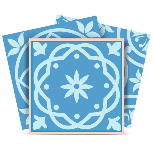7" x 7" Light Blue Vinyl Peel And Stick Removable Tiles HomeRoots
