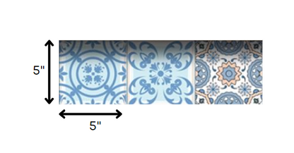 7" X 7" Ocean Blue Mosaic Peel And Stick Removable Tiles HomeRoots